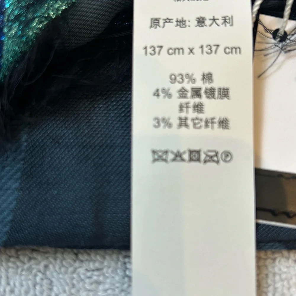 Coach Navy Scarf with Rainbow Stripes